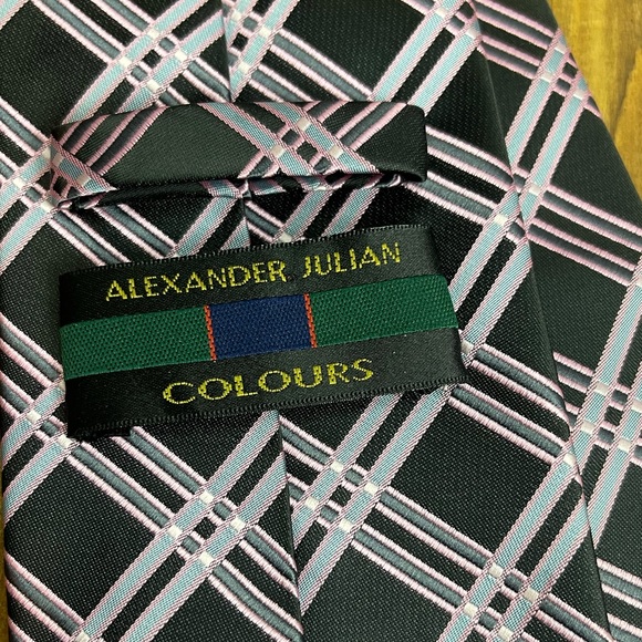 Alexander Julian Colours black and pink neck tie - Picture 2 of 3
